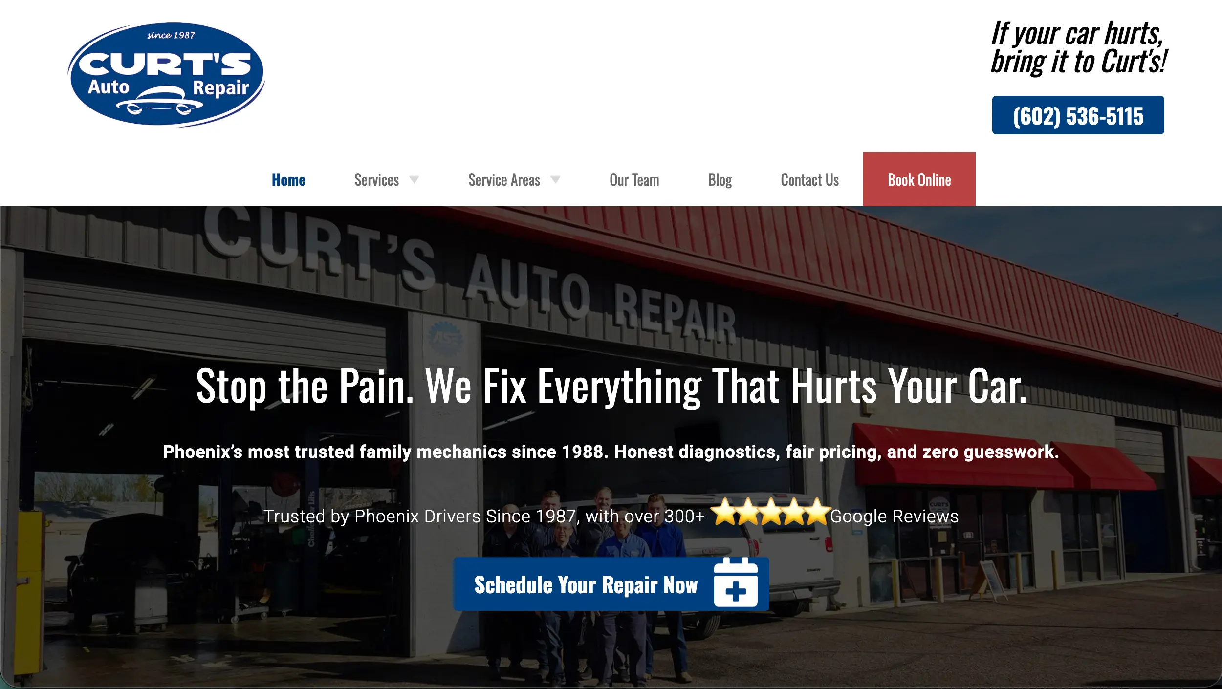 Curt's Auto Repair website example