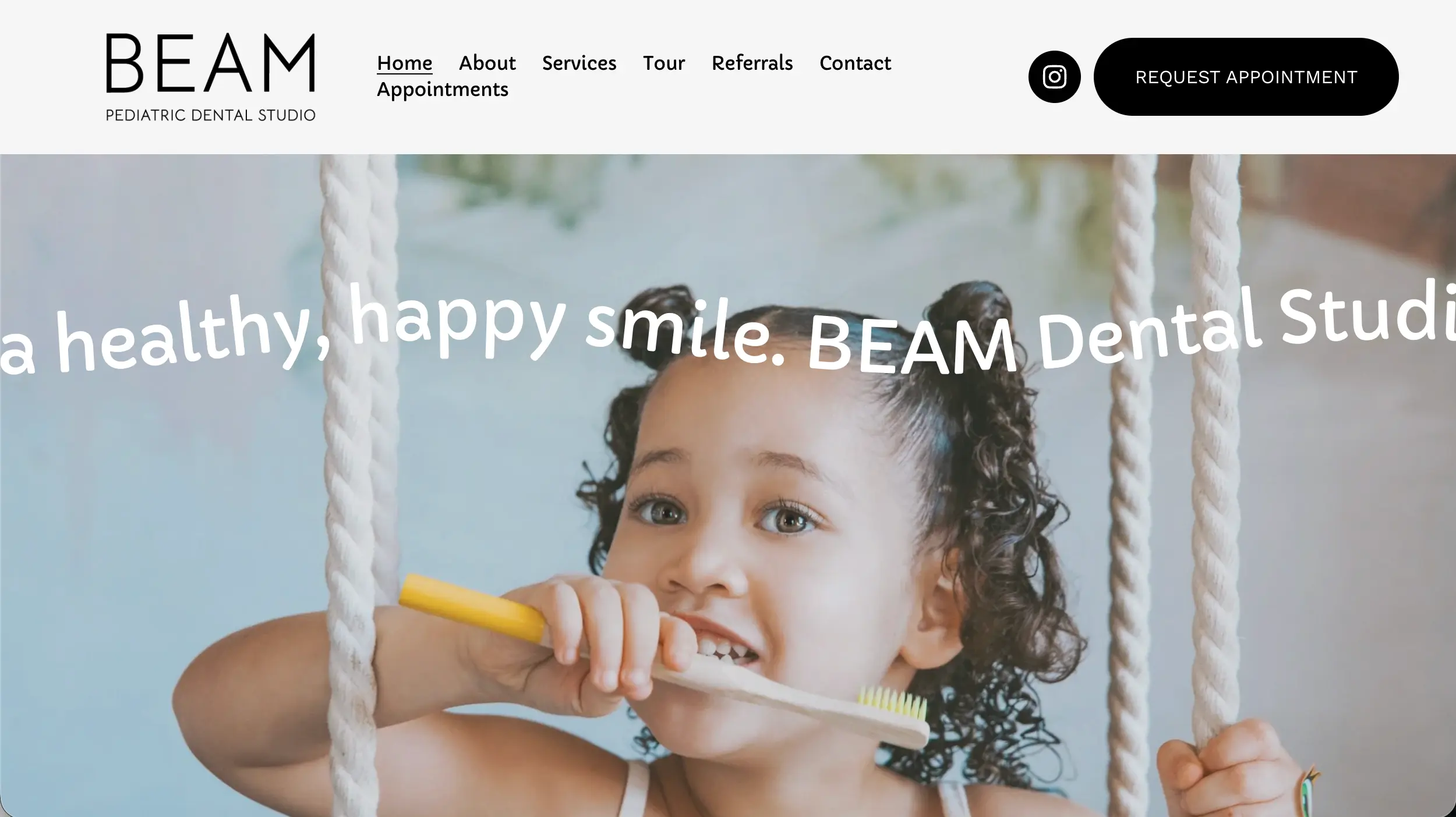 BEAM Pediatric Dental Studio website example