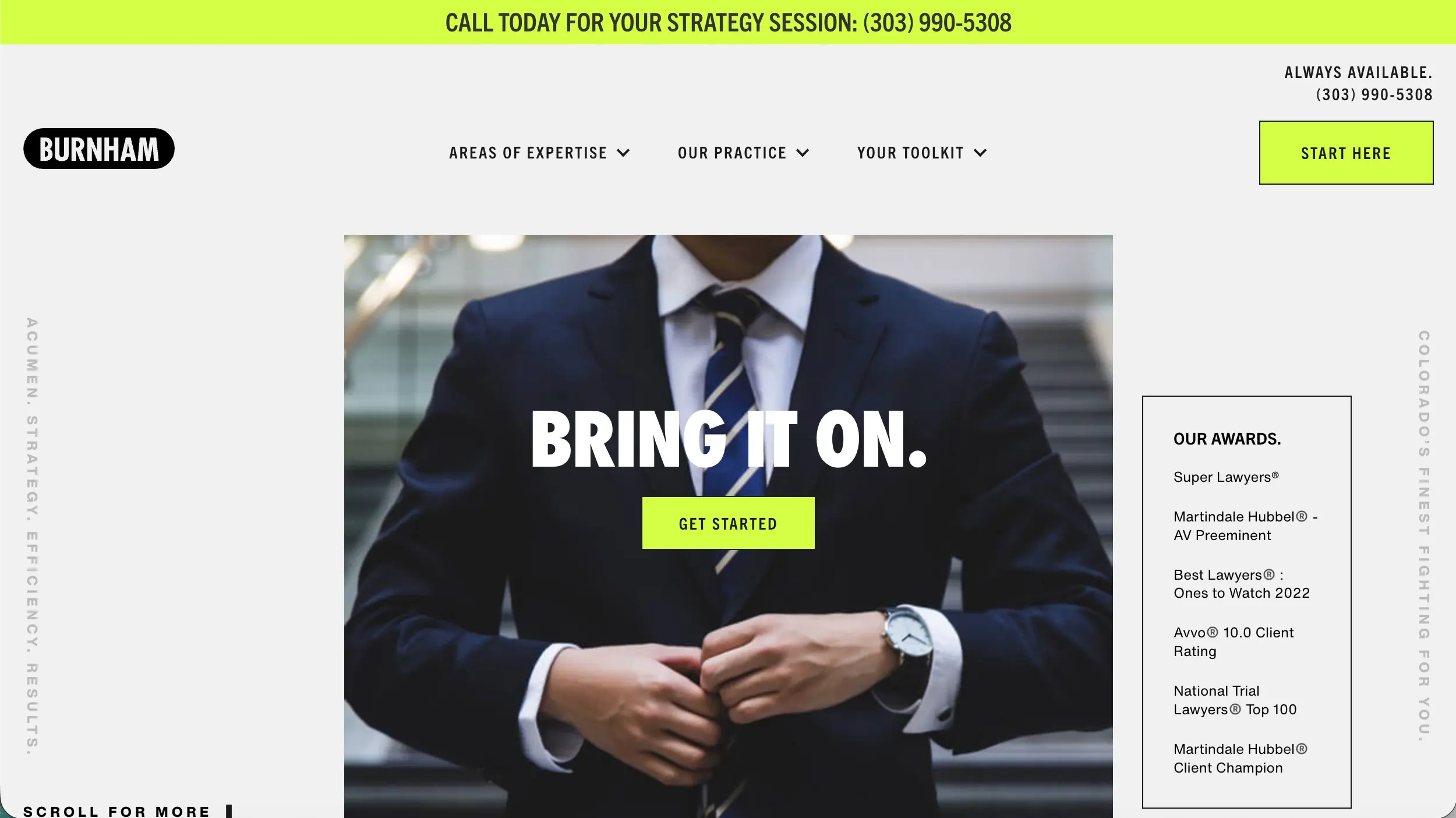 Burnham Law website homepage example