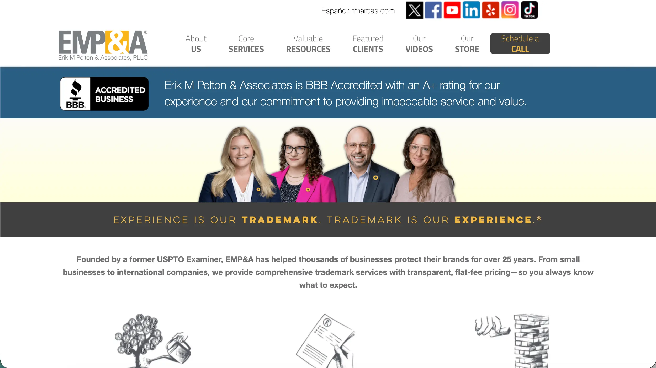 Erik M Pelton and Associates trademark law website example