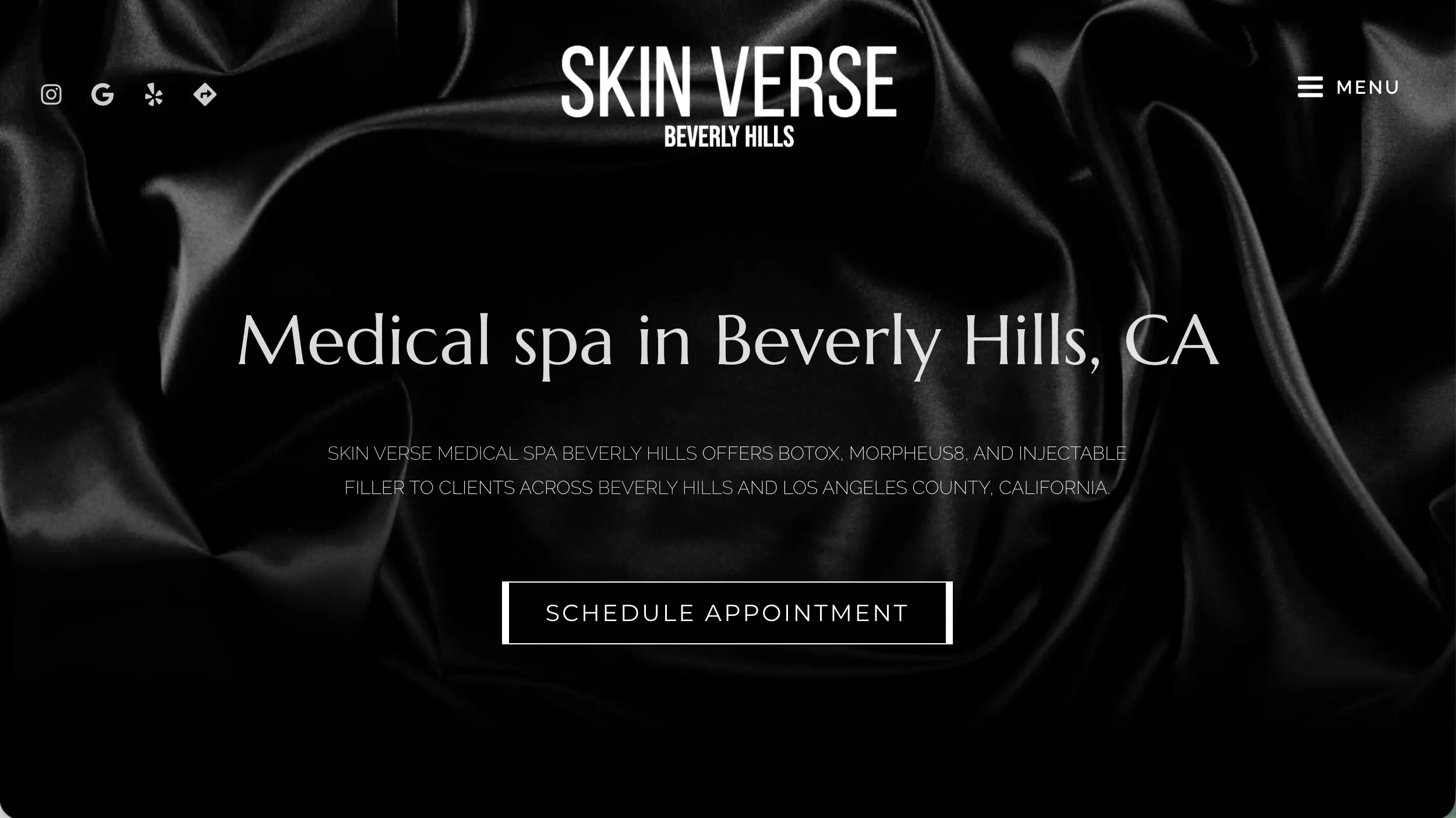 Skin Verse Medical Spa website homepage example