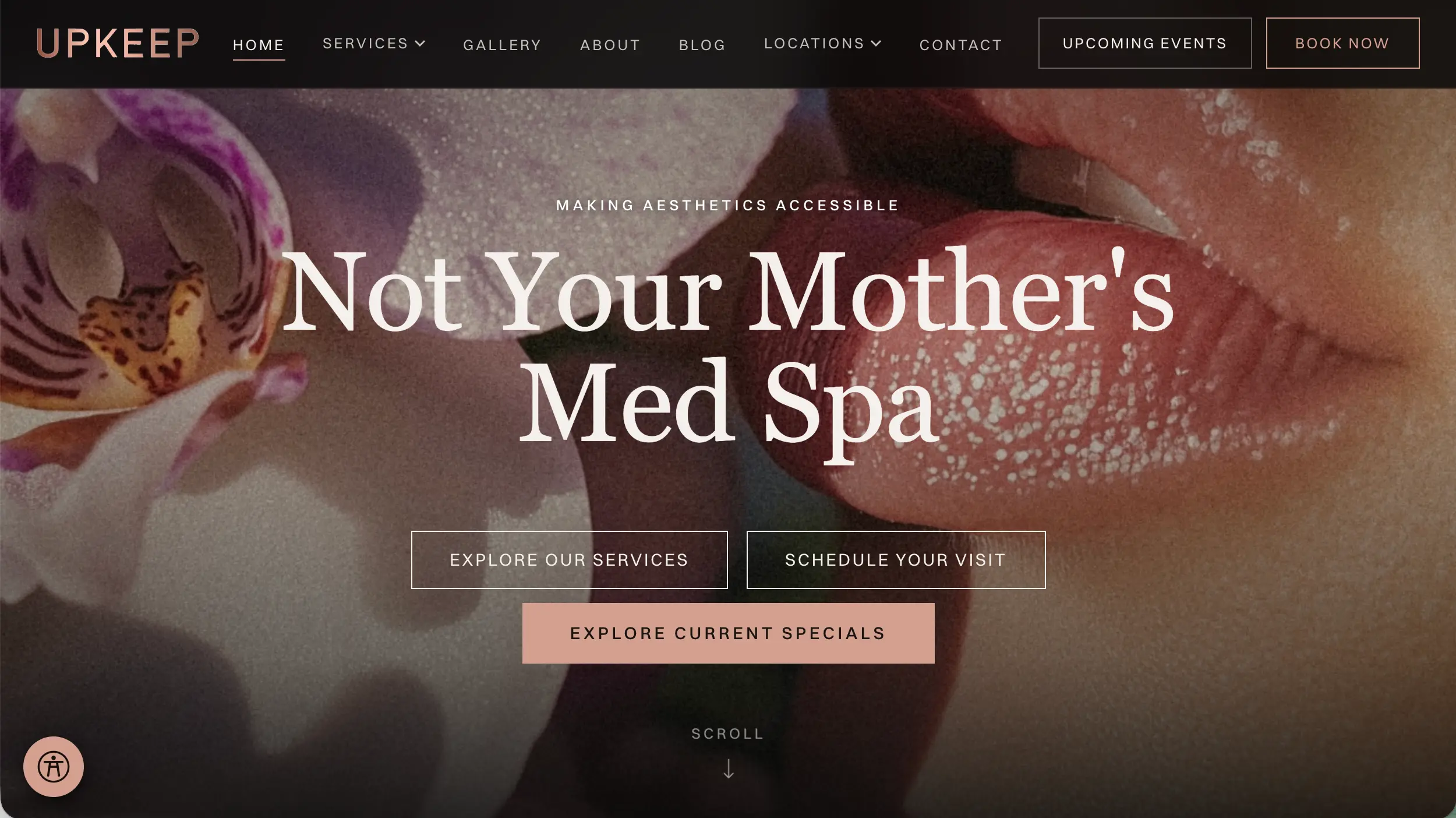 UPKEEP Med Spa website homepage example
