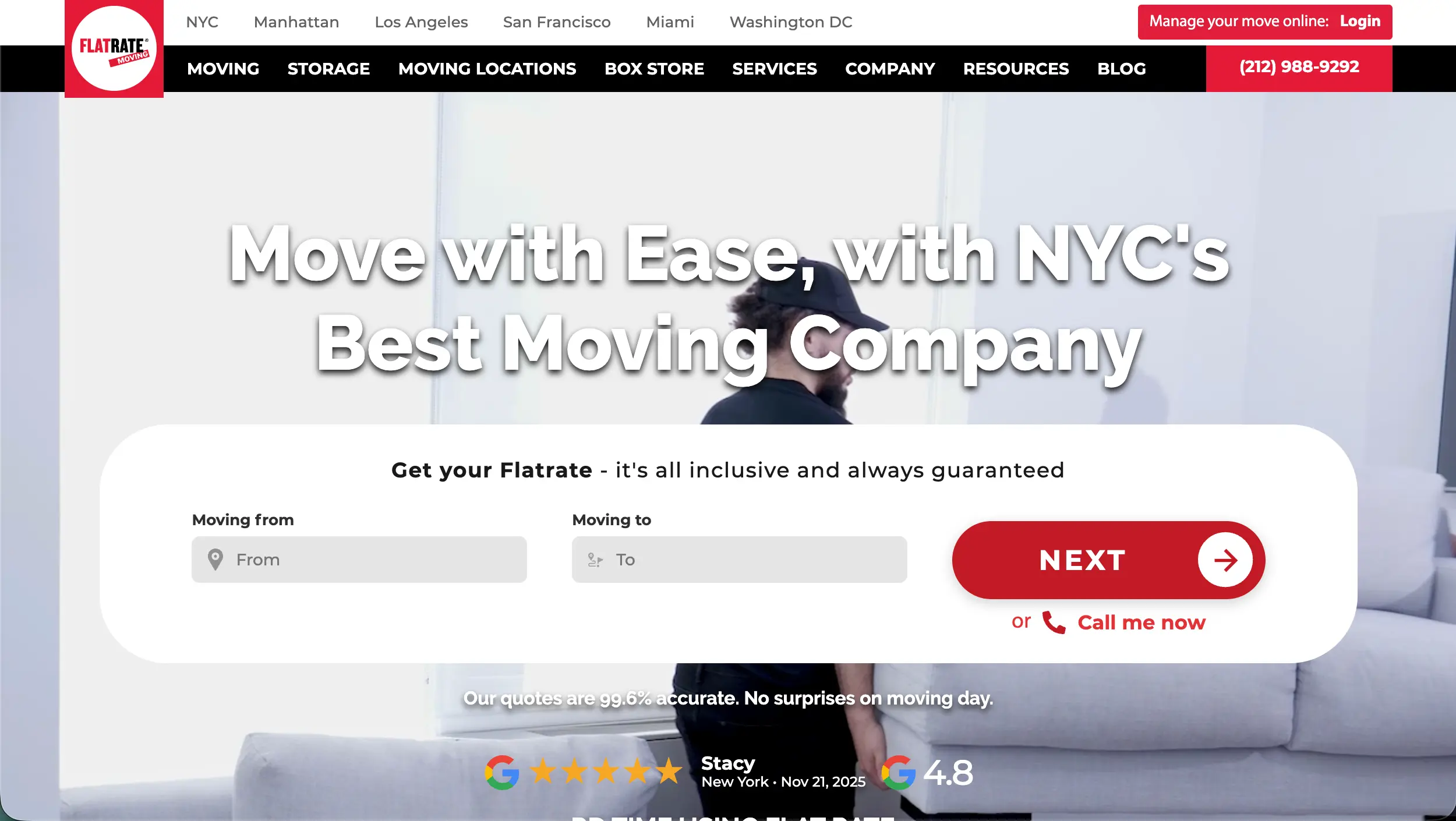 FlatRate Moving website example