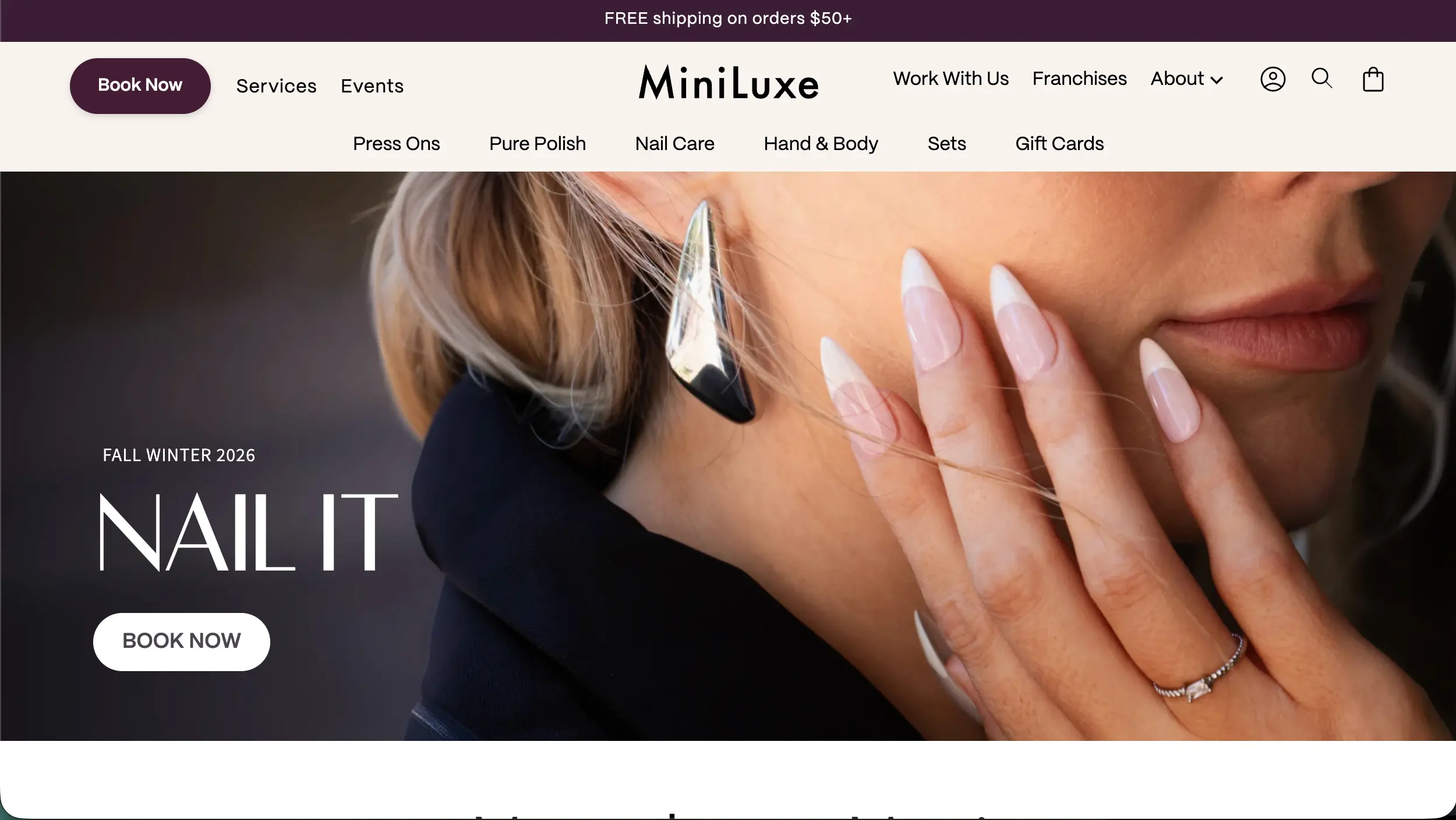 MiniLuxe nail salon website example