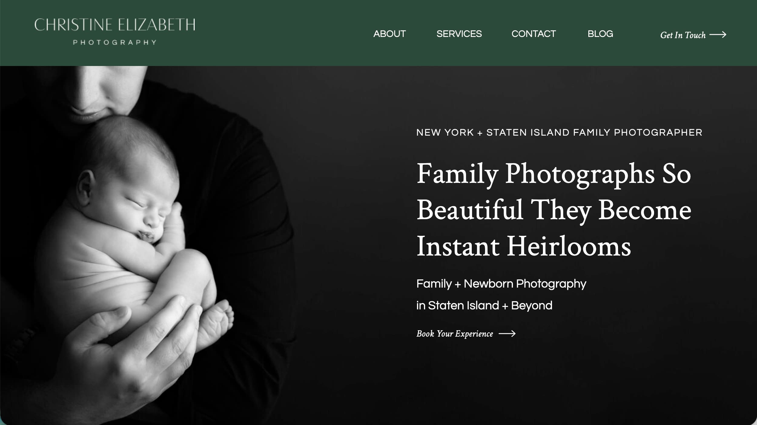 Christine Elizabeth Photography newborn photographer website example