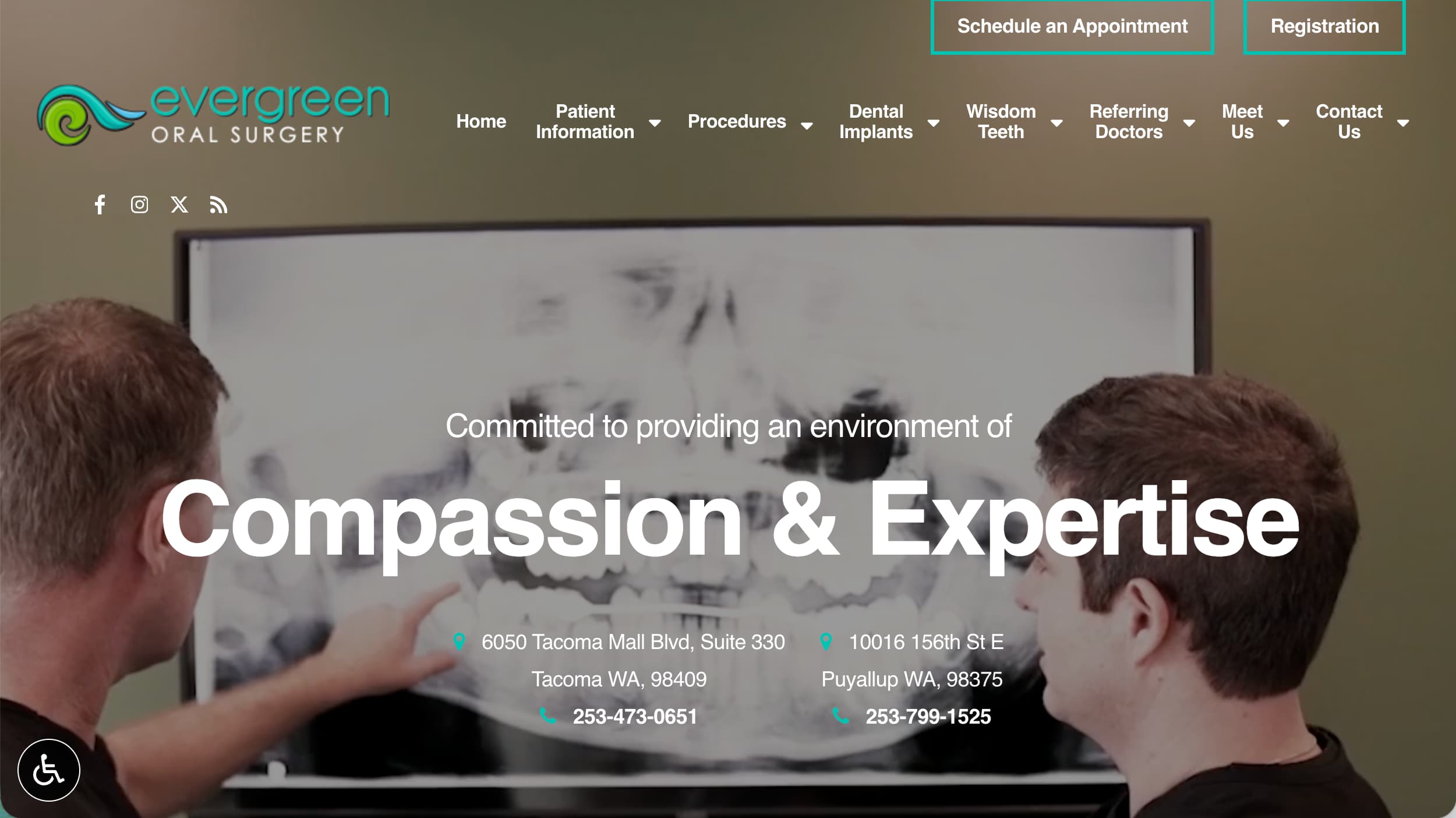 Evergreen Oral Surgery website homepage example