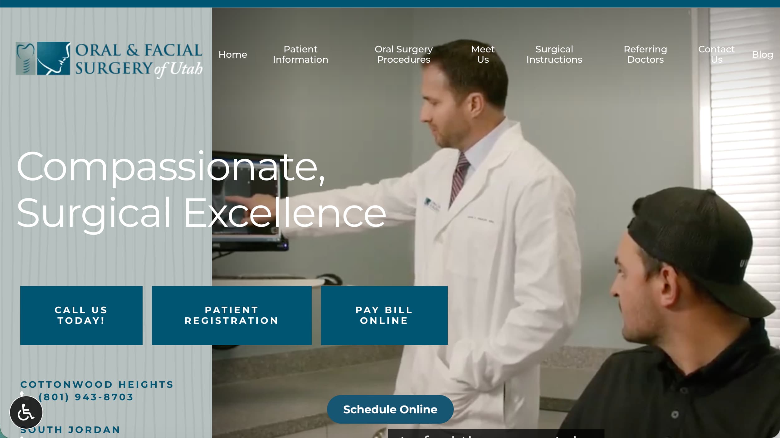 Oral and Facial Surgery of Utah website homepage example