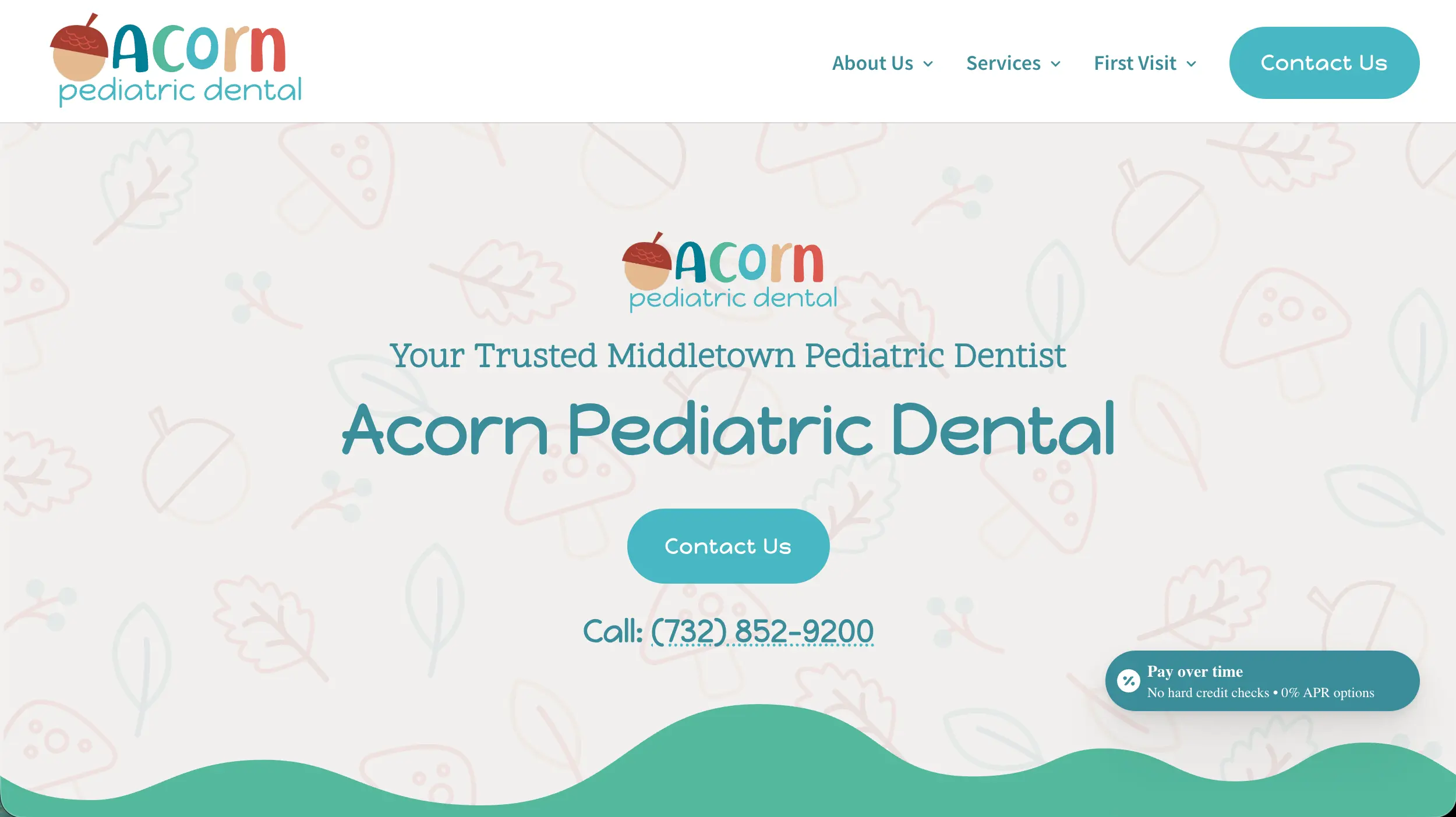 Acorn Pediatric Dental website homepage example