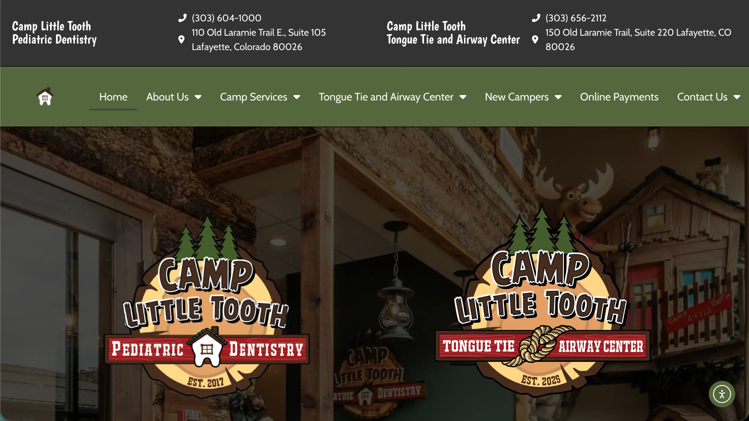 Camp Little Tooth pediatric dentist website example