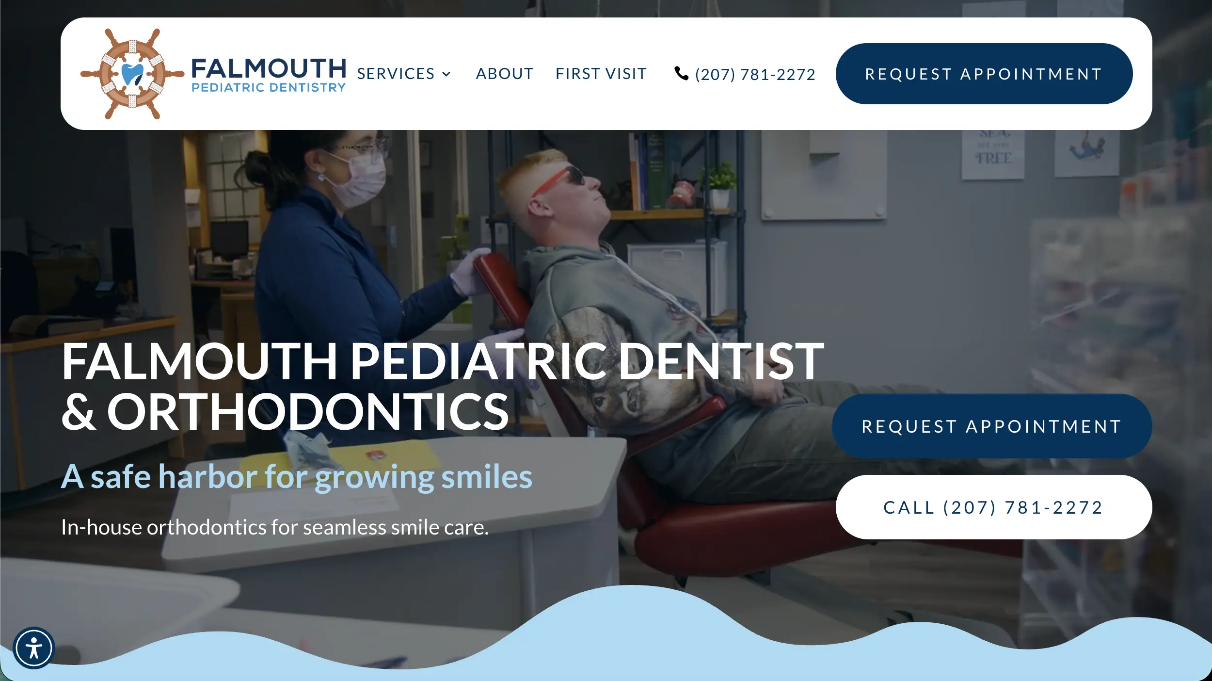 Falmouth Pediatric Dentistry website homepage example
