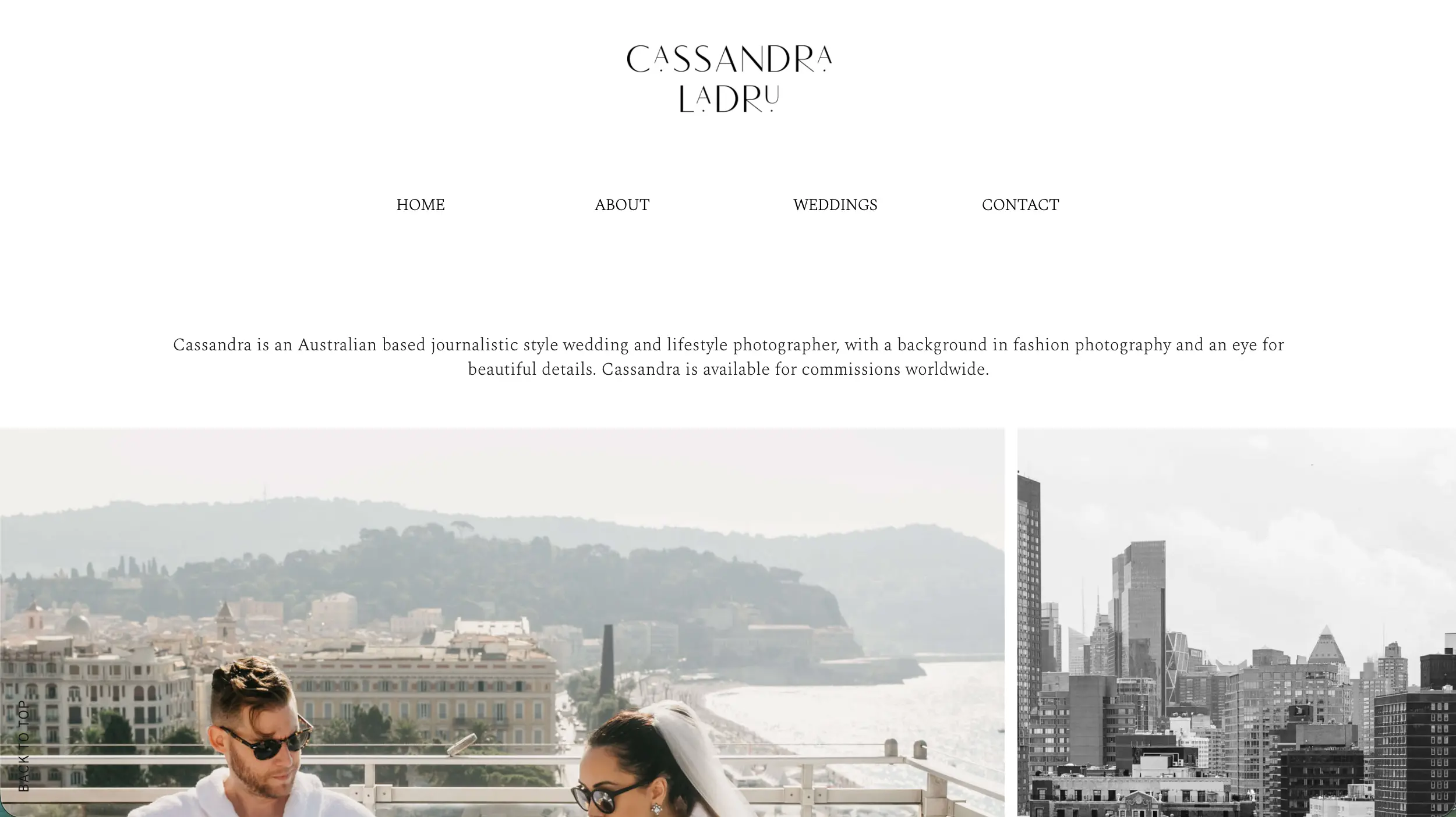 Cassandra Ladru wedding photographer website example
