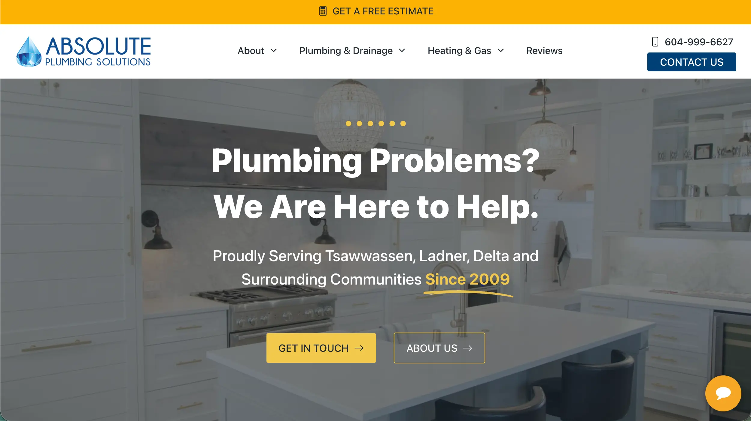 Absolute Plumbing Solutions website homepage example