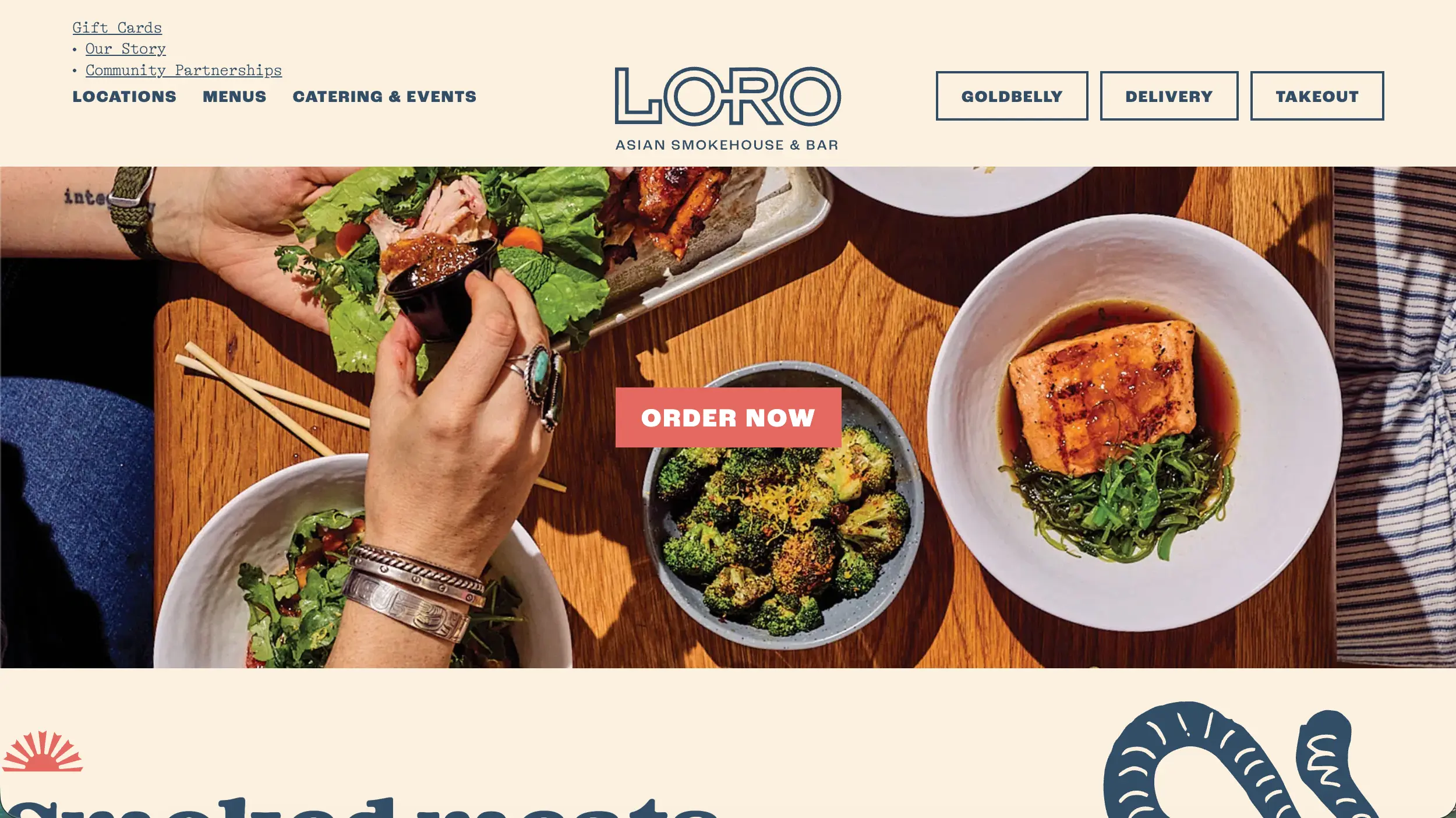 Loro Asian Smokehouse and Bar restaurant website homepage example