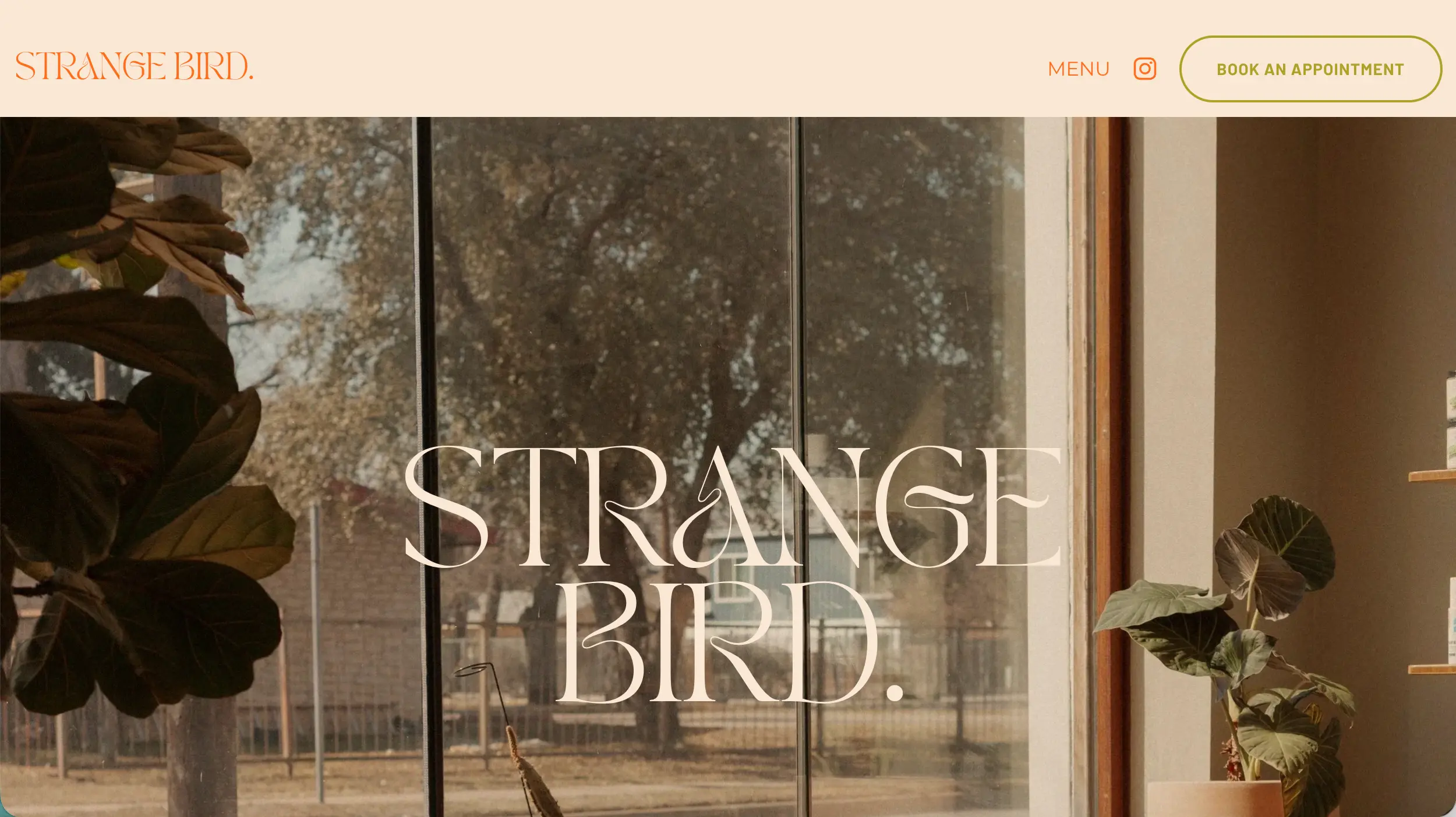 Strange Bird salon website homepage example