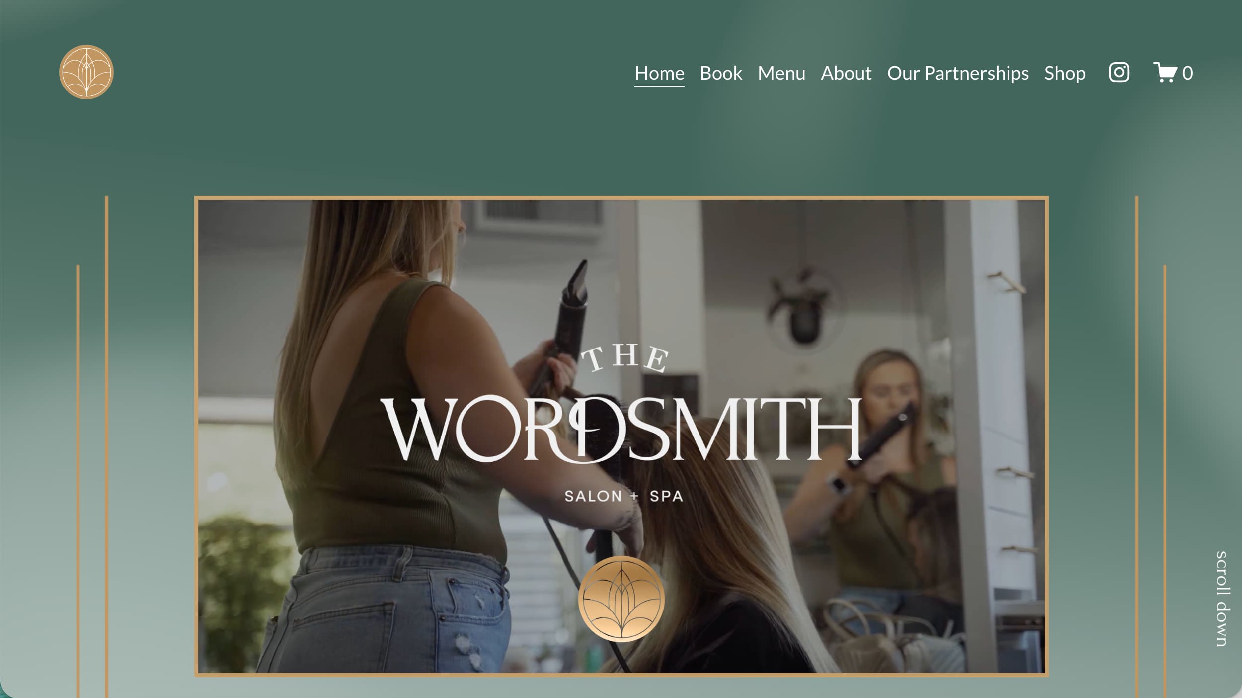 Wordsmith Salon and Spa website homepage example