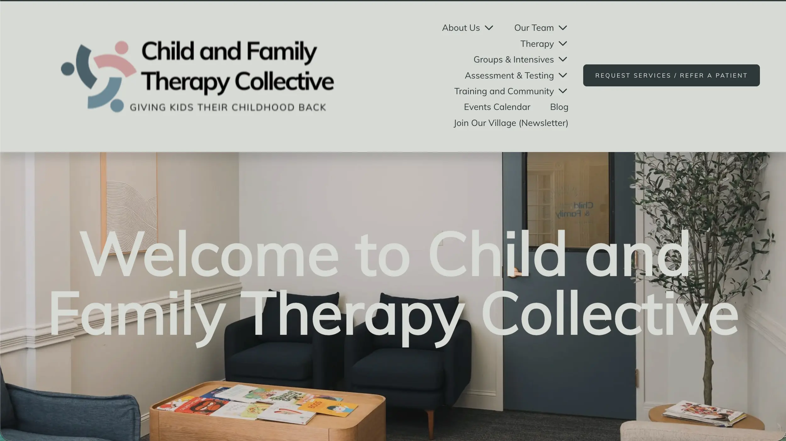 Child and Family Therapy Collective website homepage example