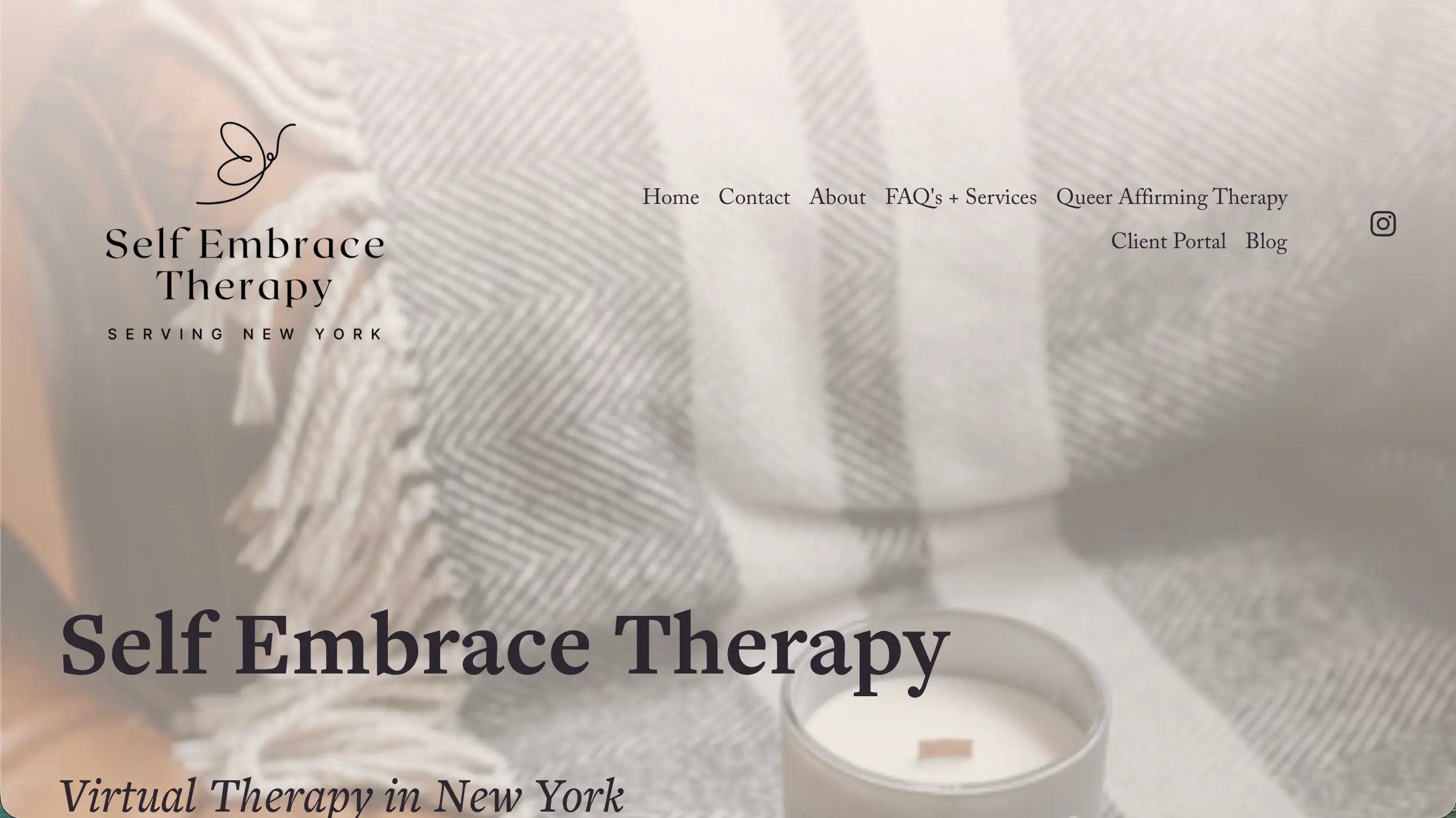 Self Embrace Therapy website homepage example